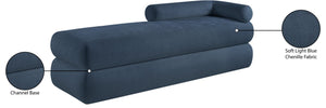 Meridian Furniture Kennedy Upholstered Bench with Channel Tufted Base Plush Seat for Bedroom or Living Room Light Blue Chenille Fabric 197LtBlu