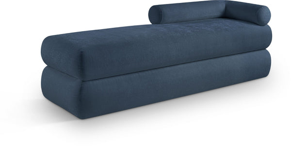 Meridian Furniture Kennedy Upholstered Bench with Channel Tufted Base Plush Seat for Bedroom or Living Room Light Blue Chenille Fabric 197LtBlu