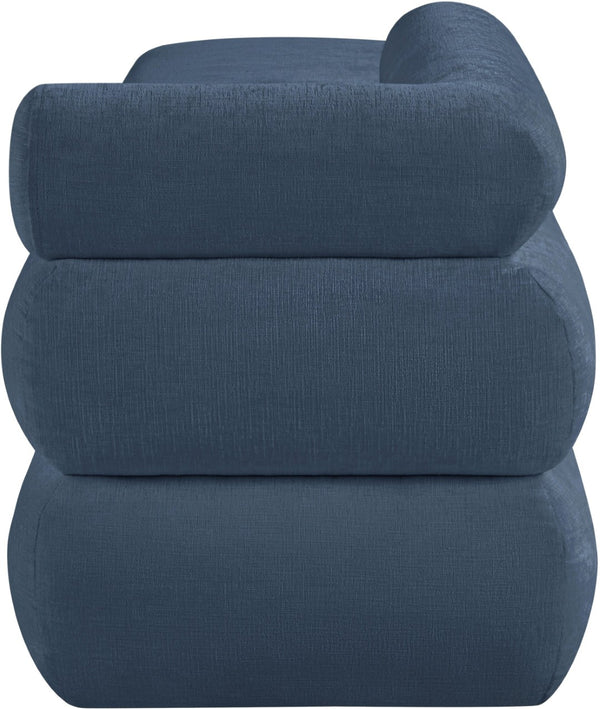 Meridian Furniture Kennedy Upholstered Bench with Channel Tufted Base Plush Seat for Bedroom or Living Room Light Blue Chenille Fabric 197LtBlu