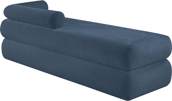 Meridian Furniture Kennedy Upholstered Bench with Channel Tufted Base Plush Seat for Bedroom or Living Room Light Blue Chenille Fabric 197LtBlu