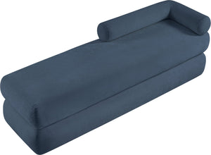 Meridian Furniture Kennedy Upholstered Bench with Channel Tufted Base Plush Seat for Bedroom or Living Room Light Blue Chenille Fabric 197LtBlu