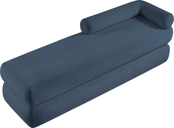 Meridian Furniture Kennedy Upholstered Bench with Channel Tufted Base Plush Seat for Bedroom or Living Room Light Blue Chenille Fabric 197LtBlu