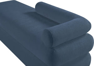 Meridian Furniture Kennedy Upholstered Bench with Channel Tufted Base Plush Seat for Bedroom or Living Room Light Blue Chenille Fabric 197LtBlu
