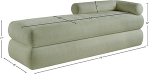 Meridian Furniture Kennedy Upholstered Bench with Channel Tufted Base Plush Seat for Bedroom or Living Room Mint Chenille Fabric 197Mint