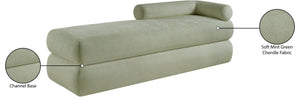 Meridian Furniture Kennedy Upholstered Bench with Channel Tufted Base Plush Seat for Bedroom or Living Room Mint Chenille Fabric 197Mint