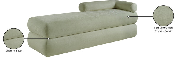 Meridian Furniture Kennedy Upholstered Bench with Channel Tufted Base Plush Seat for Bedroom or Living Room Mint Chenille Fabric 197Mint