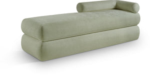 Meridian Furniture Kennedy Upholstered Bench with Channel Tufted Base Plush Seat for Bedroom or Living Room Mint Chenille Fabric 197Mint