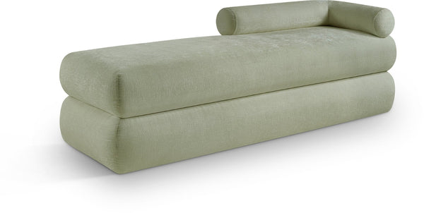 Meridian Furniture Kennedy Upholstered Bench with Channel Tufted Base Plush Seat for Bedroom or Living Room Mint Chenille Fabric 197Mint