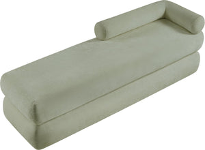 Meridian Furniture Kennedy Upholstered Bench with Channel Tufted Base Plush Seat for Bedroom or Living Room Mint Chenille Fabric 197Mint