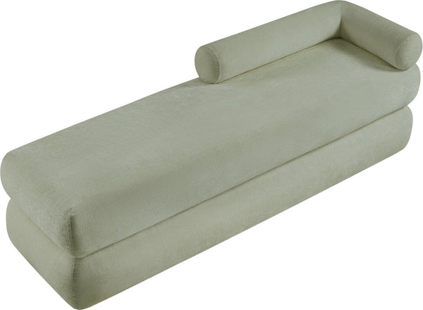 Meridian Furniture Kennedy Upholstered Bench with Channel Tufted Base Plush Seat for Bedroom or Living Room Mint Chenille Fabric 197Mint