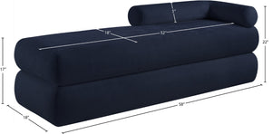 Meridian Furniture Kennedy Upholstered Bench with Channel Tufted Base Plush Seat for Bedroom or Living Room Navy Chenille Fabric 197Navy