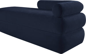 Meridian Furniture Kennedy Upholstered Bench with Channel Tufted Base Plush Seat for Bedroom or Living Room Navy Chenille Fabric 197Navy
