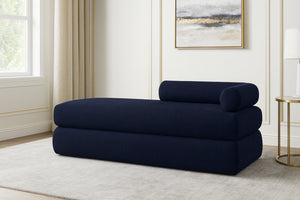 Meridian Furniture Kennedy Upholstered Bench with Channel Tufted Base Plush Seat for Bedroom or Living Room Navy Chenille Fabric 197Navy