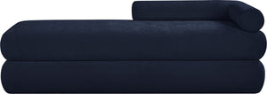 Meridian Furniture Kennedy Upholstered Bench with Channel Tufted Base Plush Seat for Bedroom or Living Room Navy Chenille Fabric 197Navy
