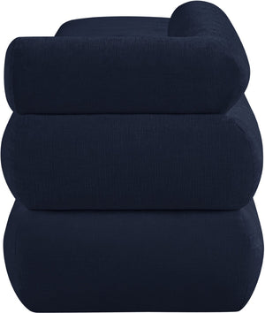 Meridian Furniture Kennedy Upholstered Bench with Channel Tufted Base Plush Seat for Bedroom or Living Room Navy Chenille Fabric 197Navy