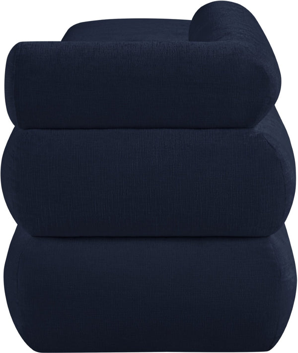 Meridian Furniture Kennedy Upholstered Bench with Channel Tufted Base Plush Seat for Bedroom or Living Room Navy Chenille Fabric 197Navy
