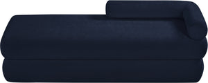 Meridian Furniture Kennedy Upholstered Bench with Channel Tufted Base Plush Seat for Bedroom or Living Room Navy Chenille Fabric 197Navy