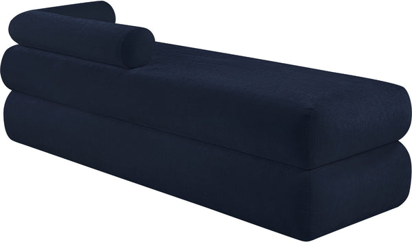 Meridian Furniture Kennedy Upholstered Bench with Channel Tufted Base Plush Seat for Bedroom or Living Room Navy Chenille Fabric 197Navy