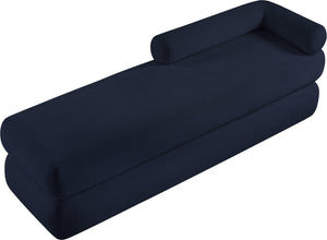 Meridian Furniture Kennedy Upholstered Bench with Channel Tufted Base Plush Seat for Bedroom or Living Room Navy Chenille Fabric 197Navy