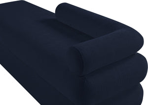 Meridian Furniture Kennedy Upholstered Bench with Channel Tufted Base Plush Seat for Bedroom or Living Room Navy Chenille Fabric 197Navy