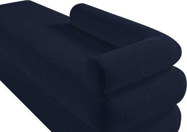 Meridian Furniture Kennedy Upholstered Bench with Channel Tufted Base Plush Seat for Bedroom or Living Room Navy Chenille Fabric 197Navy