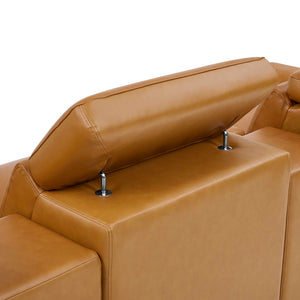 English Elm Leather Match Power Reclining Sectional with Storage Console and Adjustable Headrests Ginger B2748S00027