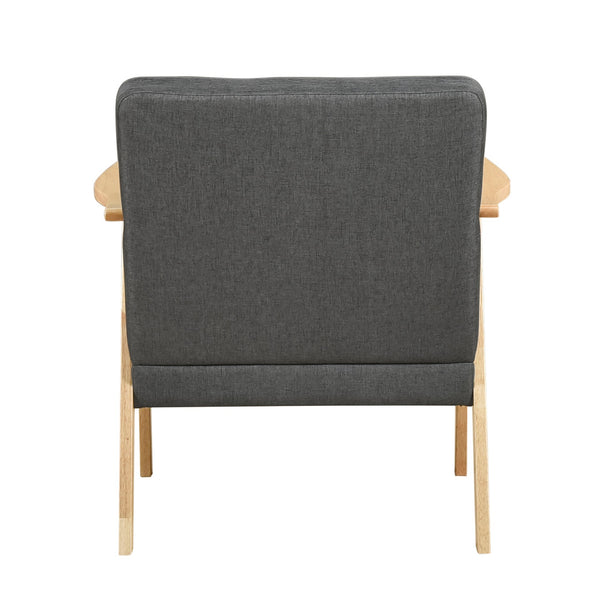 English Elm Modern Mid-Century Accent Chair Walnut Frame with Textured Linen Upholstery and Cushioned Seat Comfortfulness Dark Gray,Natural 26.5 L x 23.5 W x 10 H B011P308036