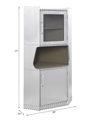 English Elm Aluminum Two-Door Cabinet with Shelf — Durable Wood & Aluminum Finish, Modern Concealed Storage, 57"H x30"W B062P209181