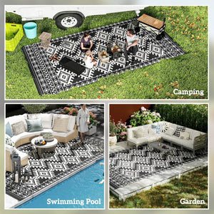 English Elm Outdoor Reversible Polypropylene Rug with Graphic Rhombus Pattern for Patio Camping T3971P421506