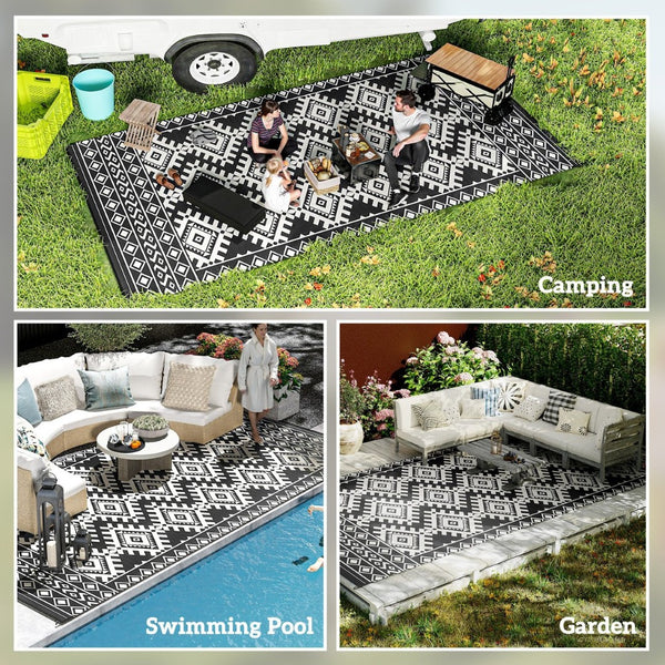 English Elm Outdoor Reversible Polypropylene Rug with Graphic Rhombus Pattern for Patio Camping T3971P421506