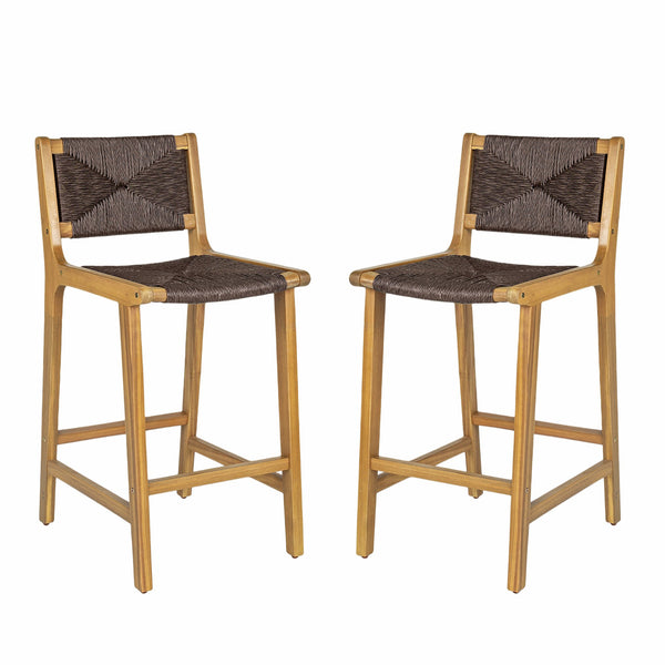 English Elm Christopher Knight Home® - Acacia Wood Outdoor Armless Barstool Set Of 2 - Stylish Teak Finish For Coastal Patio Charm N772P265278T