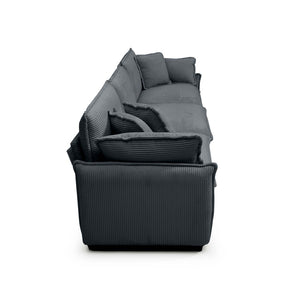 English Elm Warm And Cozy Sofa Set - Plush Grey Corduroy 3-Seater With 2 Single Sofas, Perfect For Movie Nights! W714S00746-GIGA