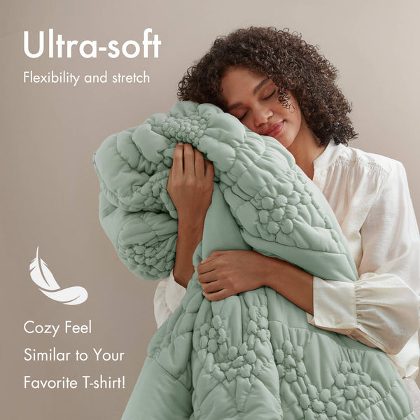 English Elm 3-Piece Full/Queen Comforter Set In Calming Sage | Soft Poly Jersey, Year-Round Cozy Comfort B035P408221