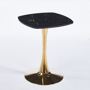 English Elm Square Tulip Pedestal Dining Table Mdf Top Gold Base Compact Bistro Style Seating W3766P453946