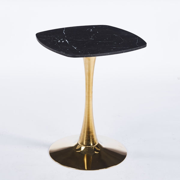 English Elm Square Tulip Pedestal Dining Table Mdf Top Gold Base Compact Bistro Style Seating W3766P453946