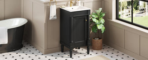 English Elm 18" French Style Vanity with Ceramic Sink Soft Close Door and Adjustable Shelf Black N710P415332B