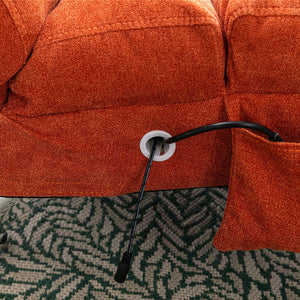 English Elm Linen Ergonomic Massage Chaise Lounge with Remote Control, 140° Recline, Foam Cushion Comfort and Sturdy Frame Orange W39539622