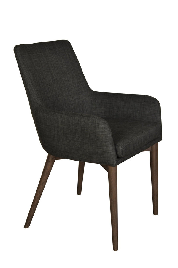 Lh Imports Fritz Arm Dining Chair - Stylish Dark Grey Upholstery With Ash Wood Legs For Elegant Spaces Grey,Brown Ash Wood,Plywood,Polyester,Pu Foam,Metal Fz-02dg