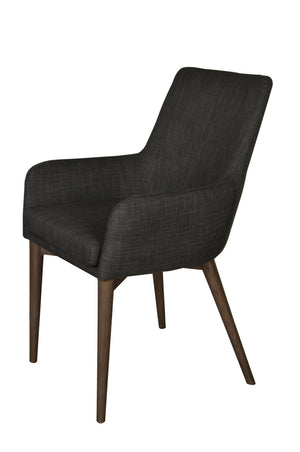 Lh Imports Fritz Arm Dining Chair - Stylish Dark Grey Upholstery With Ash Wood Legs For Elegant Spaces Grey,Brown Ash Wood,Plywood,Polyester,Pu Foam,Metal Fz-02dg