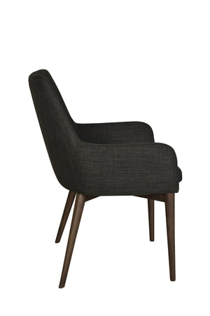Lh Imports Fritz Arm Dining Chair - Stylish Dark Grey Upholstery With Ash Wood Legs For Elegant Spaces Grey,Brown Ash Wood,Plywood,Polyester,Pu Foam,Metal Fz-02dg