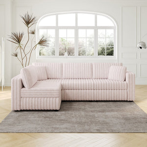 English Elm 106.3" Plush L-Shaped Sofa For 4 | Stylish Light Pink Couch With Modular Design & Easy Maintenance W1767S00020
