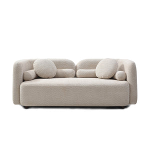 English Elm Luxury Boucle Cloud Sofa: Chic Light Beige Two-Seater For Modern Living Rooms & Home Offices, Compact Design W2664P381685