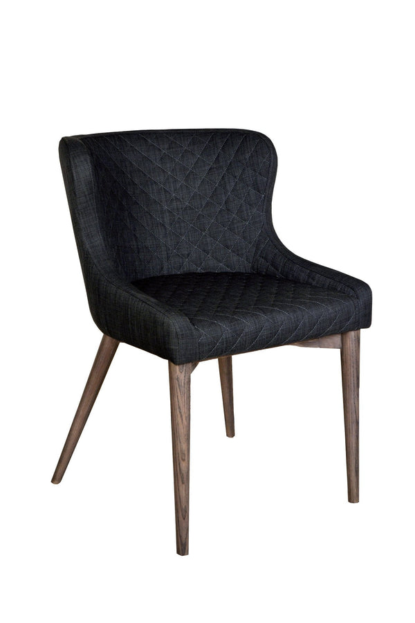 Lh Imports Mila Dining Chair - Elegant Dark Grey Upholstery, Ash Wood Legs & Stylish Waffle Stitching Detail Grey,Brown Ash Wood,Plywood,Polyester,Pu Foam,Metal Fz-03dg