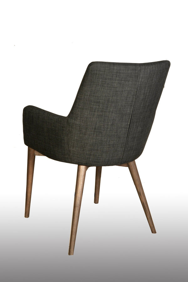 Lh Imports Mila Dining Chair - Elegant Dark Grey Upholstery, Ash Wood Legs & Stylish Waffle Stitching Detail Grey,Brown Ash Wood,Plywood,Polyester,Pu Foam,Metal Fz-03dg