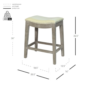 Elmo Bonded Leather Counter Stool Beige, Mystique Gray Legs 198625B-2050KD New Pacific Direct