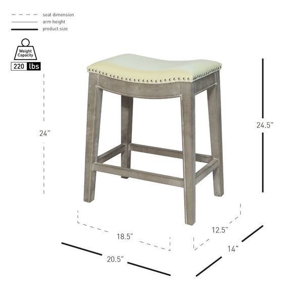 Elmo Bonded Leather Counter Stool Beige, Mystique Gray Legs 198625B-2050KD New Pacific Direct