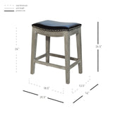 Elmo Bonded Leather Counter Stool Black, Mystique Gray Legs 198625B-23KD New Pacific Direct