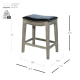 Elmo Bonded Leather Counter Stool Black, Mystique Gray Legs 198625B-23KD New Pacific Direct