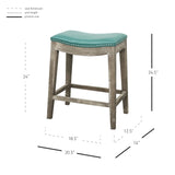 Elmo Bonded Leather Counter Stool Turquoise, Blue, Mystique Gray Legs 198625B-323KD New Pacific Direct