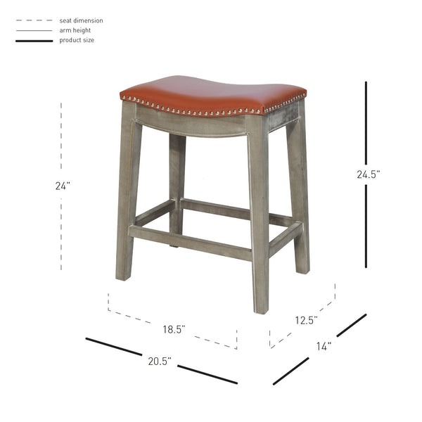 Elmo Bonded Leather Counter Stool Pumpkin, Red, Mystique Gray Legs 198625B-8141KD New Pacific Direct